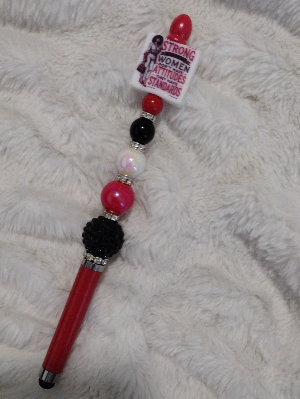 Red Beaded Stylus & Pen - Strong Women Design
